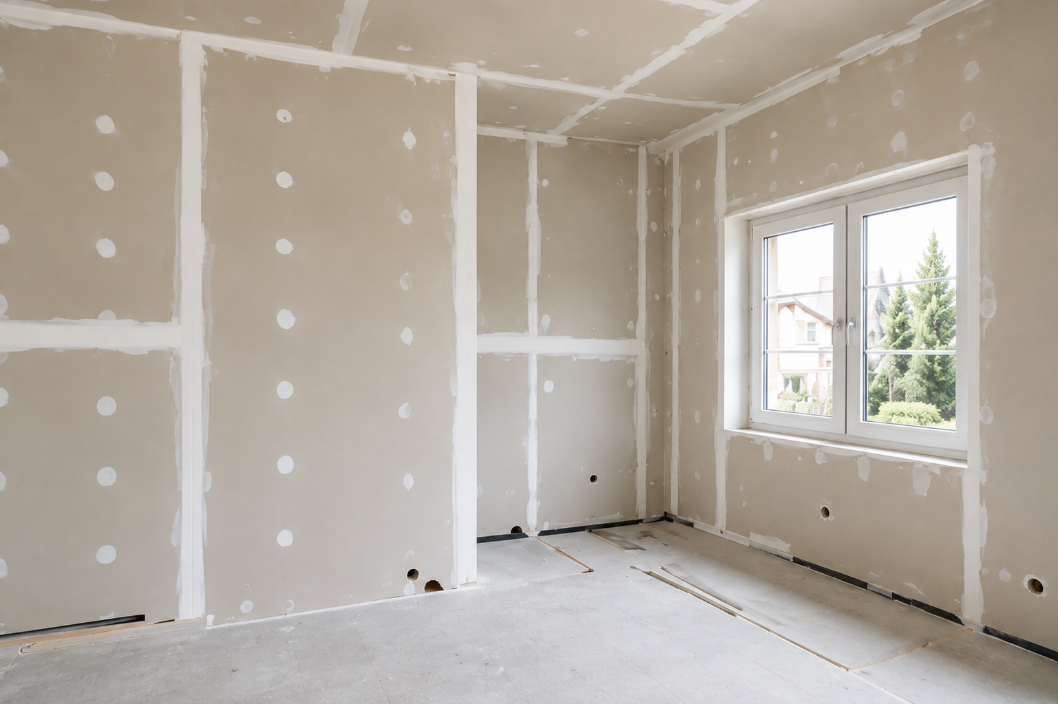 Ständerwerk einer Trockenbauwand mit Beplankung