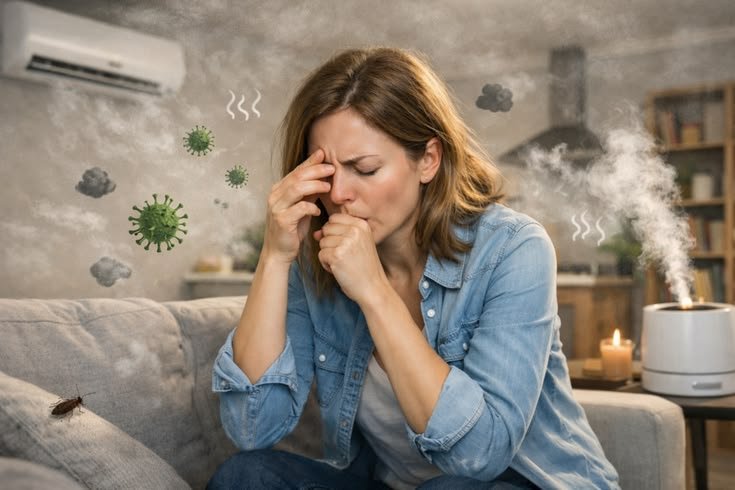 Wohnraum vor der Renovierung: Rohputz an den Wänden, blanker Estrich, alte Tür